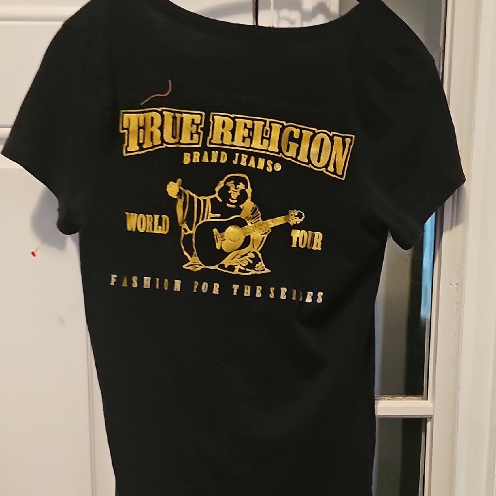 True Religion Black and Gold Graphic Women's Tee